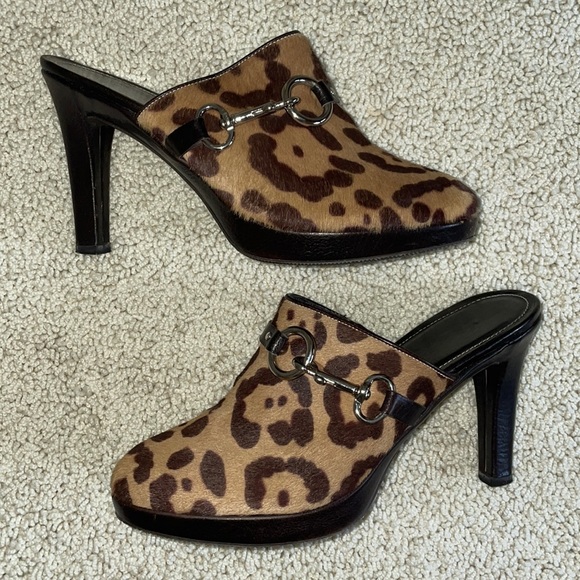 🐆 Coach Leopard Cheetah Print Mules Clogs Animal Print - Picture 2 of 7